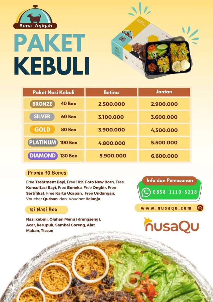 Pricelist Paket Kebuli Buna Aqiqah Terbanyak Bonusnya Free Ongkir Jabodetabek 01